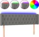 vidaXL Κεφαλάρι κρεβατιού με LED, σκούρο γκρι, 147x16x78/88 εκ., ύφασμα