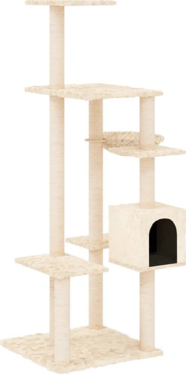 vidaXL Ξυστρα για γάτες με στύλους σισάλ, κρεμ, 142 cm