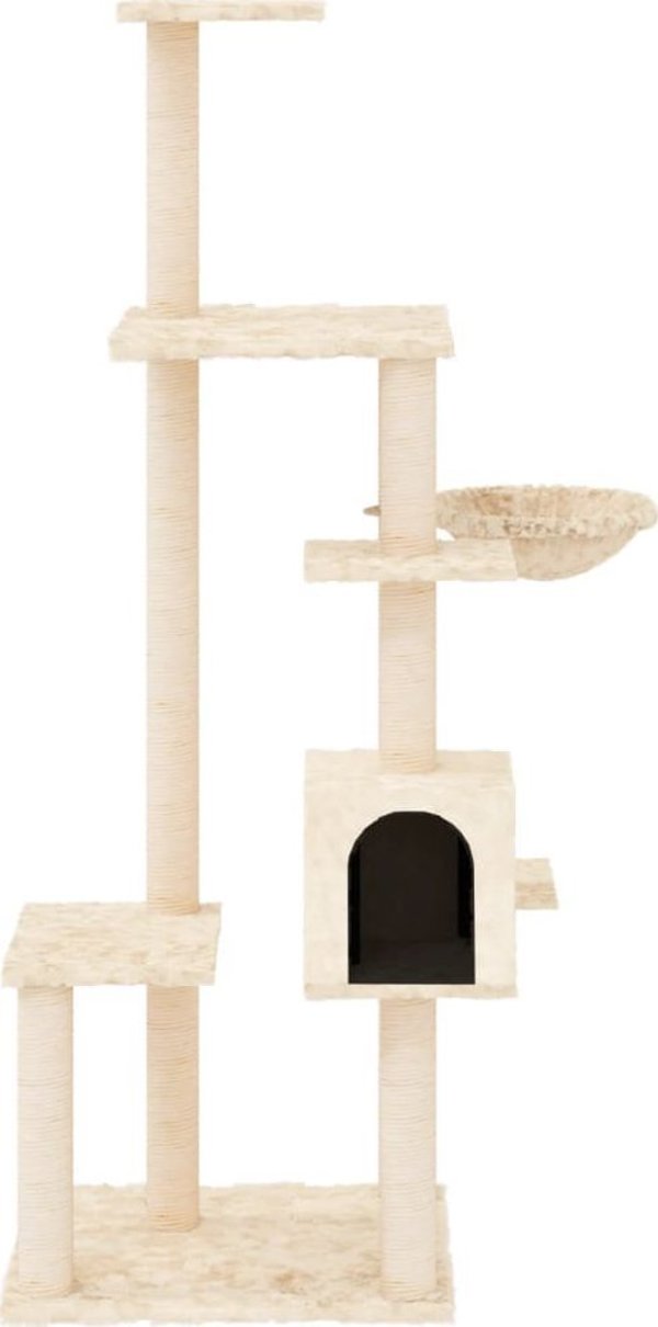 vidaXL Ξυστρα για γάτες με στύλους σισάλ, κρεμ, 142 cm