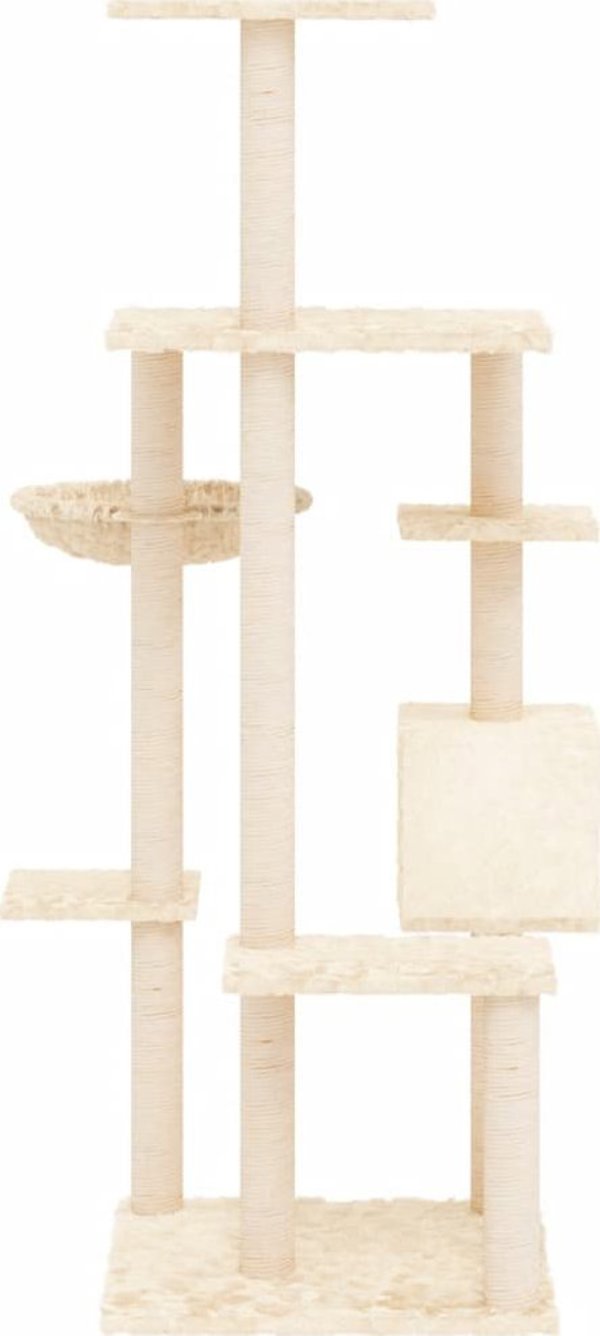 vidaXL Ξυστρα για γάτες με στύλους σισάλ, κρεμ, 142 cm
