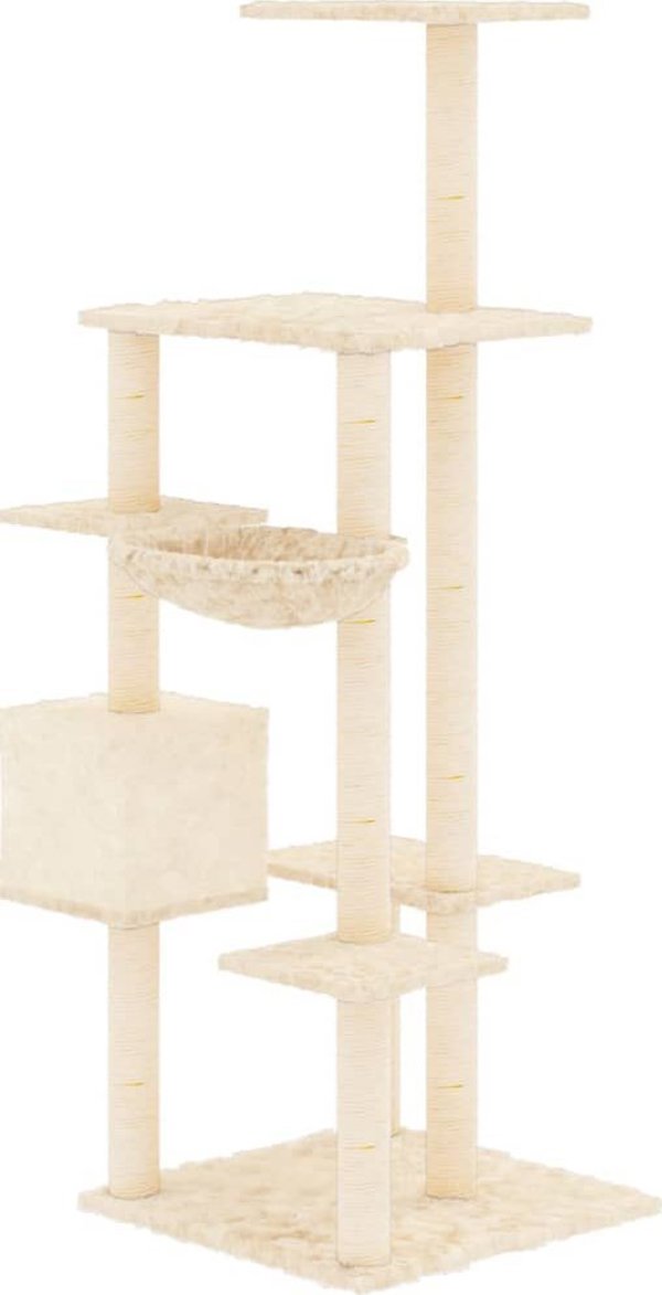 vidaXL Ξυστρα για γάτες με στύλους σισάλ, κρεμ, 142 cm
