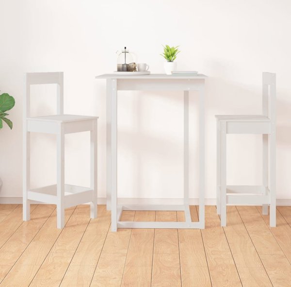vidaXL Σετ 2 σκαμπό μπαρ, λευκά, 40x41,5x112 εκ., από πεύκο