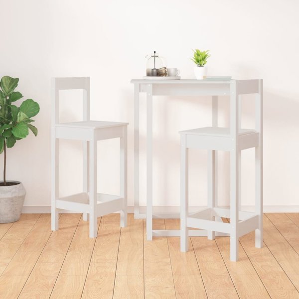 vidaXL Σετ 2 σκαμπό μπαρ, λευκά, 40x41,5x112 εκ., από πεύκο