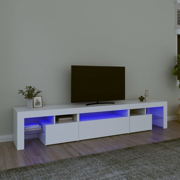 vidaXL Ντουλάπι TV με φωτισμό LED, λευκό, 215x36,5x40 cm