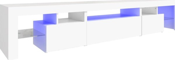 vidaXL Ντουλάπι TV με φωτισμό LED, λευκό, 215x36,5x40 cm