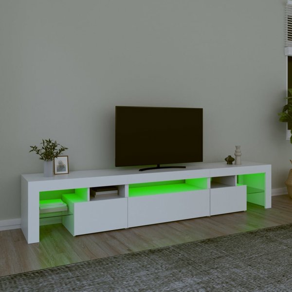 vidaXL Ντουλάπι TV με φωτισμό LED, λευκό, 215x36,5x40 cm