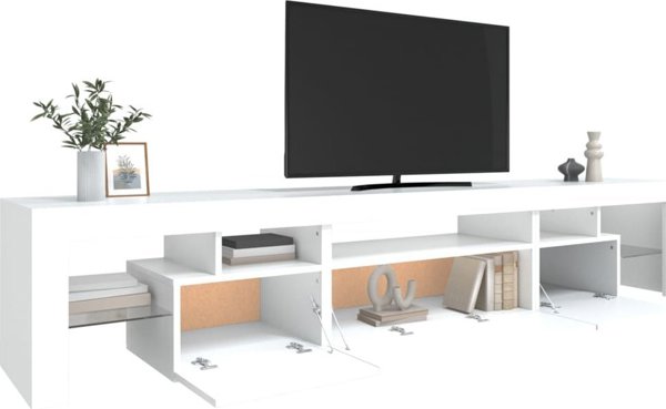 vidaXL Ντουλάπι TV με φωτισμό LED, λευκό, 215x36,5x40 cm