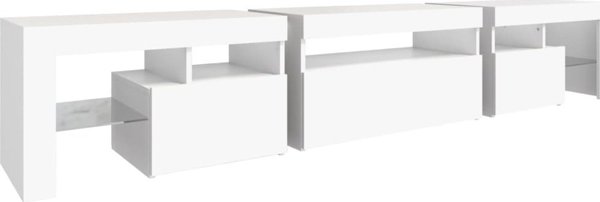 vidaXL Ντουλάπι TV με φωτισμό LED, λευκό, 215x36,5x40 cm