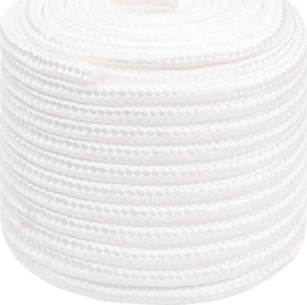 vidaXL Linka ιστιοπλοΐας, λευκό μονόχρωμο, 16 mm, 250 m, πολυπροπυλένιο