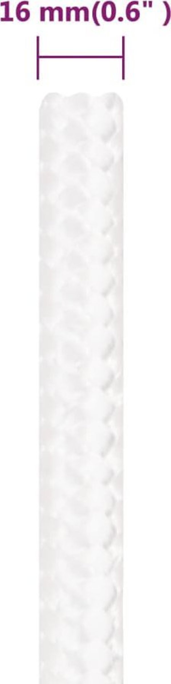 vidaXL Linka ιστιοπλοΐας, λευκό μονόχρωμο, 16 mm, 250 m, πολυπροπυλένιο