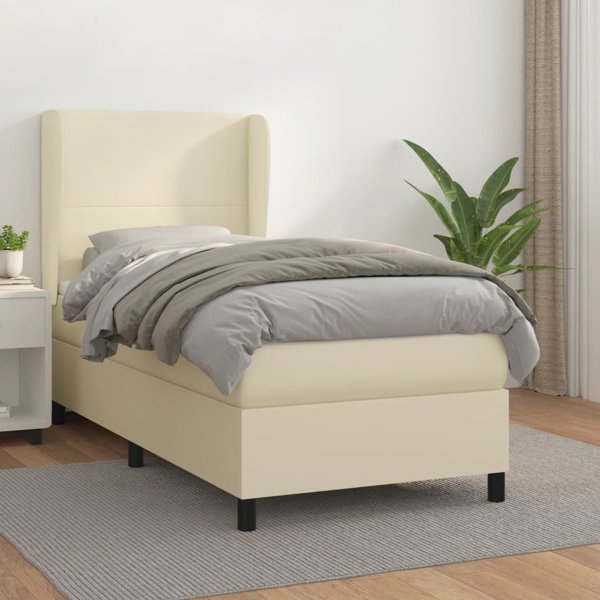 vidaXL Λύκο kontynentalne με στρώμα, κρεμ, οικοδερμα 90x190 cm