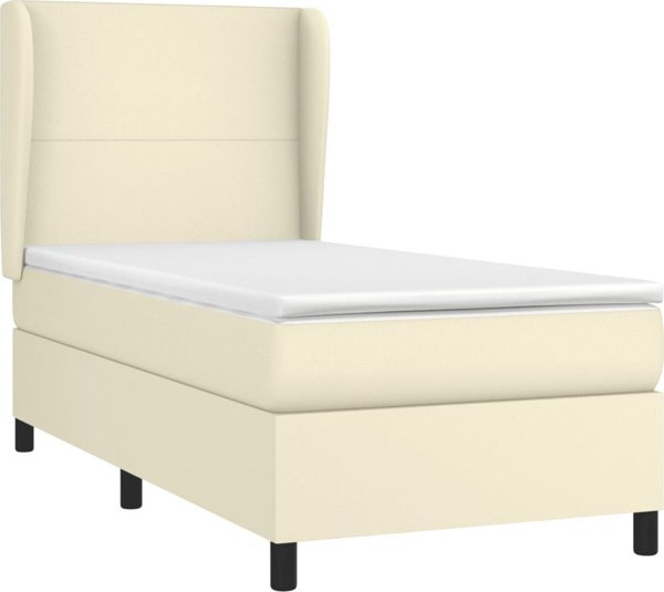 vidaXL Λύκο kontynentalne με στρώμα, κρεμ, οικοδερμα 90x190 cm