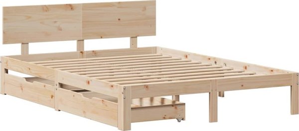 vidaXL Κορνίζα Κρεβατιού με Συρτάρια 140 x 190 cm από Πεύκο