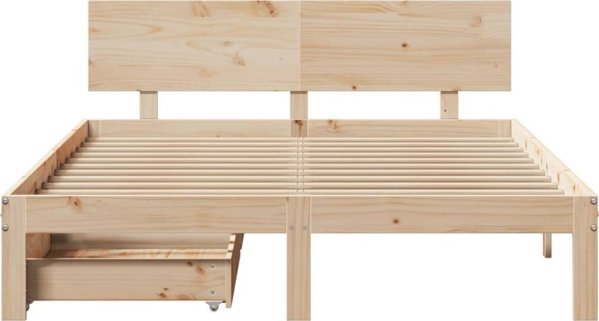 vidaXL Κορνίζα Κρεβατιού με Συρτάρια 140 x 190 cm από Πεύκο