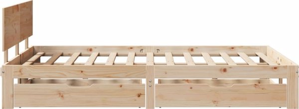 vidaXL Κορνίζα Κρεβατιού με Συρτάρια 140 x 190 cm από Πεύκο
