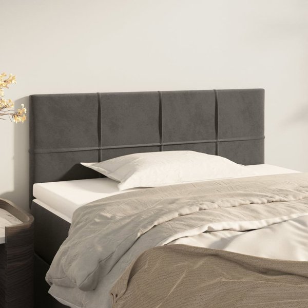 vidaXL κεφαλάρι για κρεβάτι σκούρο γκρι 80x5x78/88 cm βελούδο