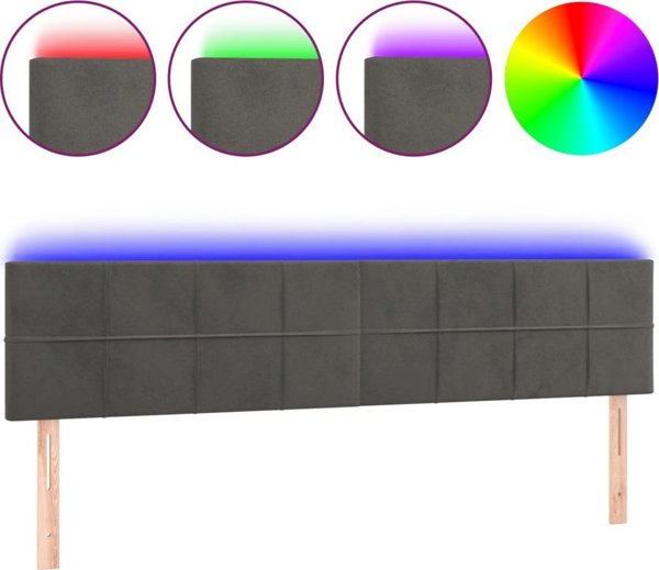 vidaXL Κεφαλάρι για κρεβάτι με LED, σκούρο γκρι, 180x5x78/88 cm, βελούδο
