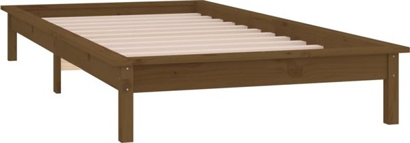 vidaXL Rama lozka z LED miodowy braz 90x200 cm lite drewno
