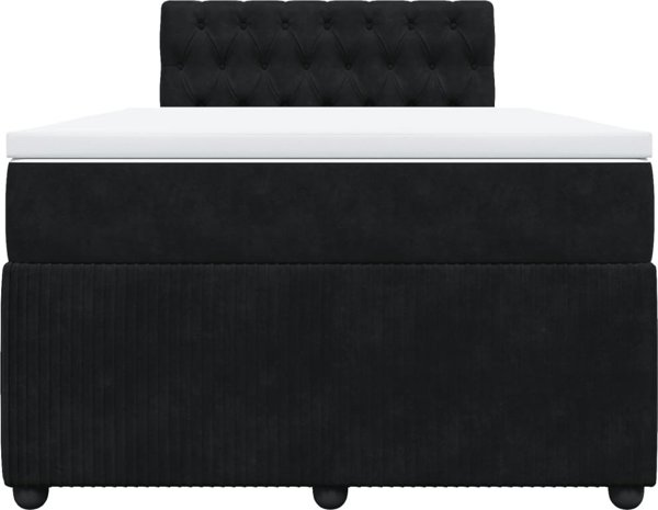 vidaXL Κρεβάτι Κοντινένταλ με Στρώμα, Μαύρο, 120x200 cm, Βελούδο