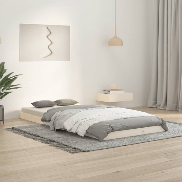 vidaXL Ράμα κρεβατιού, λευκή, 90x200 cm, μασίφ ξύλο πεύκου
