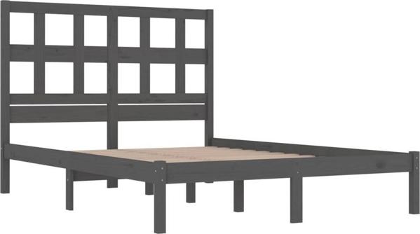 vidaXL Rama κρεβατιού, γκρι, ξύλο πεύκου, 200 x 200 cm