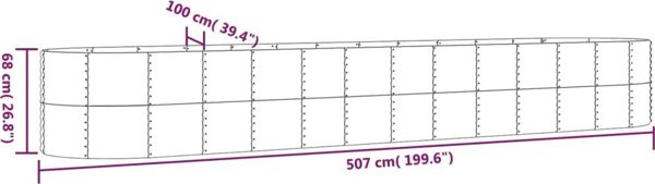 vidaXL vidaXL Donica ogrodowa, malowana proszkowo stal, 507x100x68 cm, szara