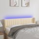 vidaXL Κεφαλάρι για κρεβάτι με LED, κρεμ, 147x16x78/88 εκ., ύφασμα