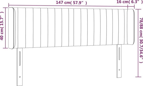 vidaXL Κεφαλάρι για κρεβάτι με LED, κρεμ, 147x16x78/88 εκ., ύφασμα