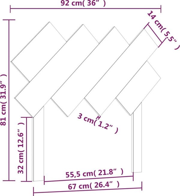 vidaXL Κεφαλάρι κρεβατιού, μελί καφέ, 92x3x81 εκ., ξύλο πεύκου
