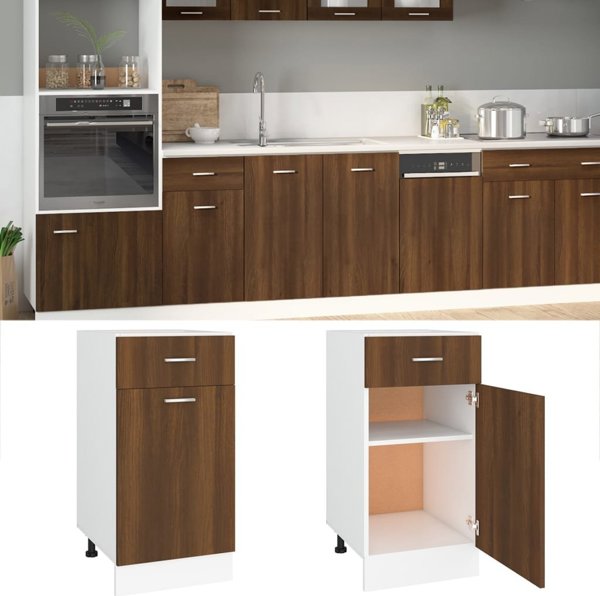 vidaXL Κάτω ντουλάπι με συρτάρι, βελανιδιά καφέ, 40x46x81,5 cm