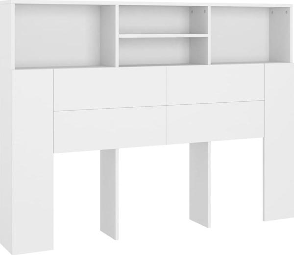 vidaXL Κεφαλάρι κρεβατιού με ράφια, λευκό, 140x19x103,5 εκ.