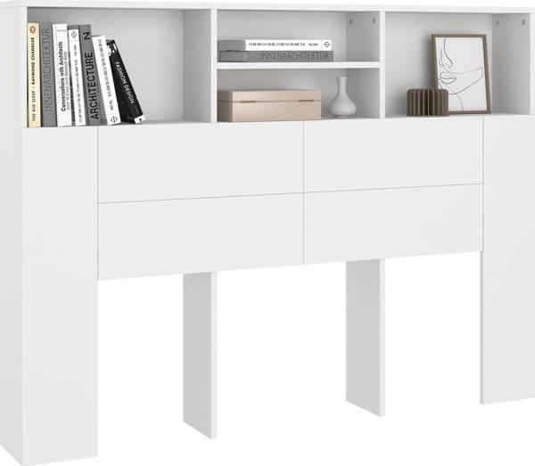 vidaXL Κεφαλάρι κρεβατιού με ράφια, λευκό, 140x19x103,5 εκ.
