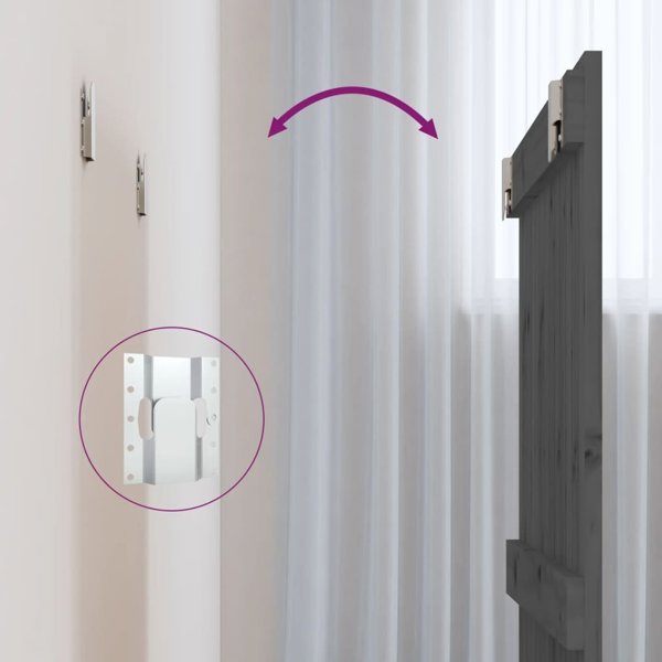 vidaXL Κεφαλάρι κρεβατιού, γκρι, 82,5x3x90 εκ., μασίφ πεύκο