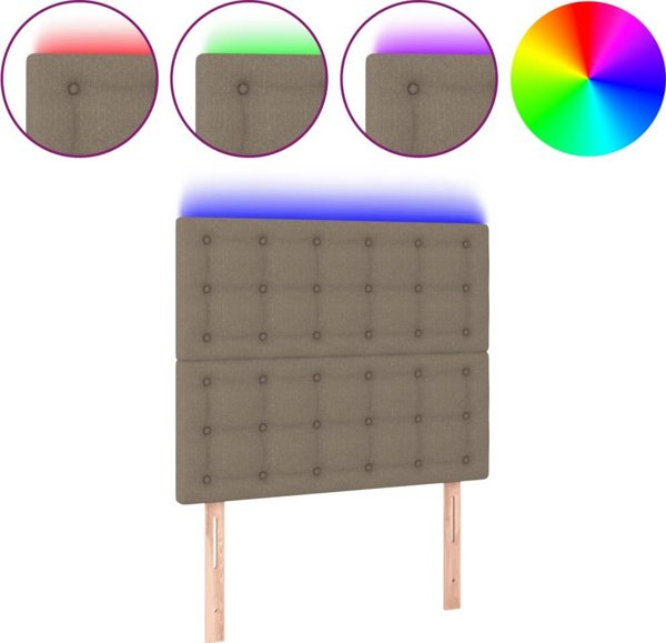 vidaXL Zaglowek do lozka z LED taupe 80x5x118/128 cm tkanina