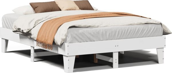 vidaXL Σκελετός κρεβατιού λευκός 140x190 cm από ξύλο πεύκου