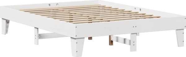 vidaXL Σκελετός κρεβατιού λευκός 140x190 cm από ξύλο πεύκου