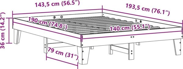 vidaXL Σκελετός κρεβατιού λευκός 140x190 cm από ξύλο πεύκου