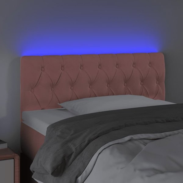 vidaXL Κεφαλάρι κρεβατιού με LED, ροζ, 100x7x78/88 cm, βελούδο