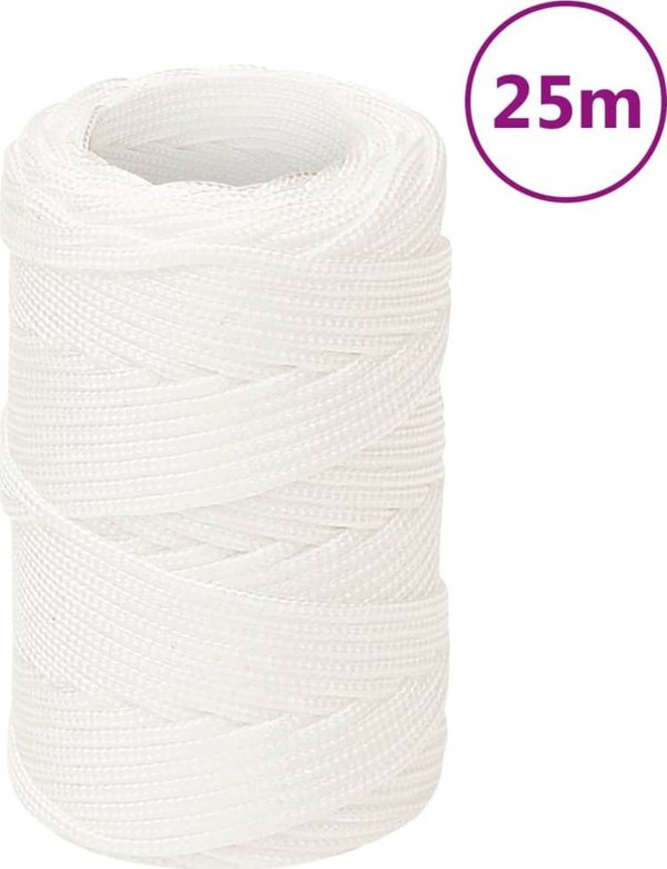 vidaXL Ναυτικό Σχοινί, Λευκό Ομοιόμορφο, 2 mm x 25 m, Πολυπροπυλένιο
