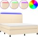 vidaXL Λιτώ 160x200 cm με στρώμα, κρεμ ύφασμα