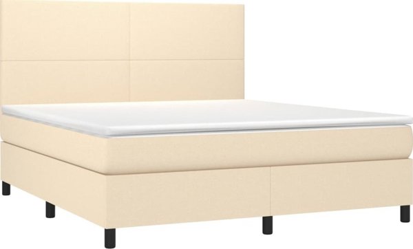 vidaXL Λιτώ 160x200 cm με στρώμα, κρεμ ύφασμα
