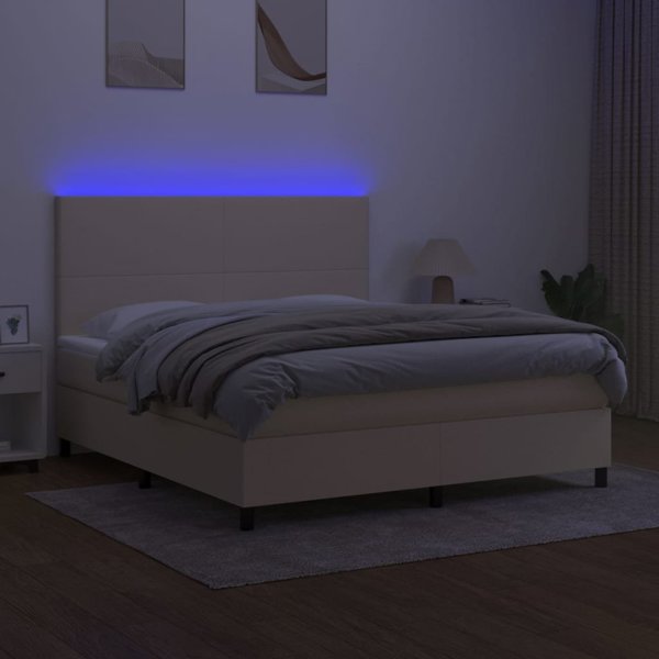 vidaXL Λιτώ 160x200 cm με στρώμα, κρεμ ύφασμα