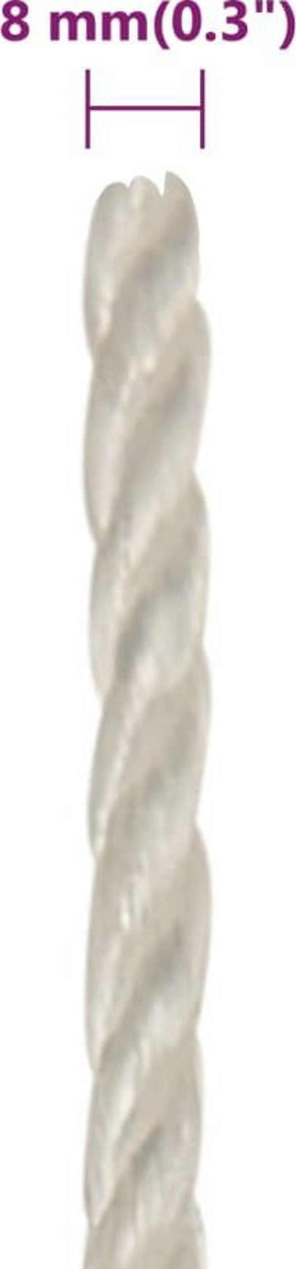 vidaXL Linka robocza, λευκή, 8 mm, 250 m, πολυπροπυλένιο