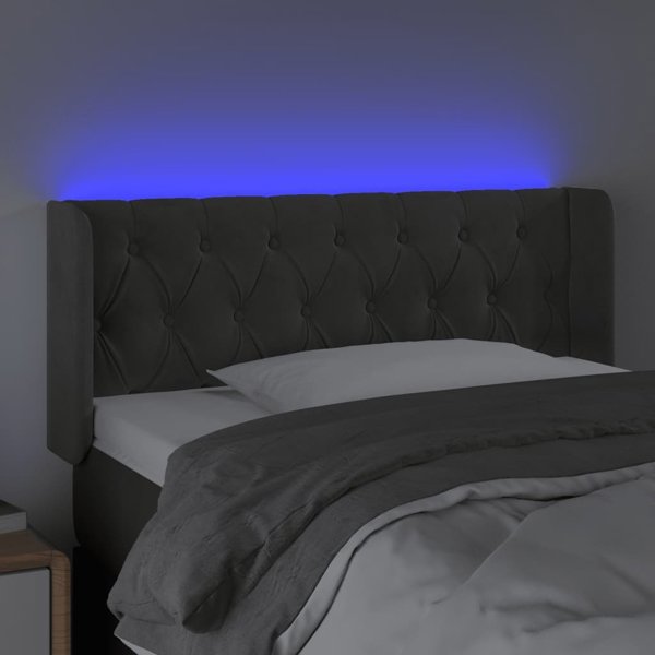 vidaXL Κεφαλάρι κρεβατιού με LED, σκούρο γκρι, 103x16x78/88 cm, βελούδο