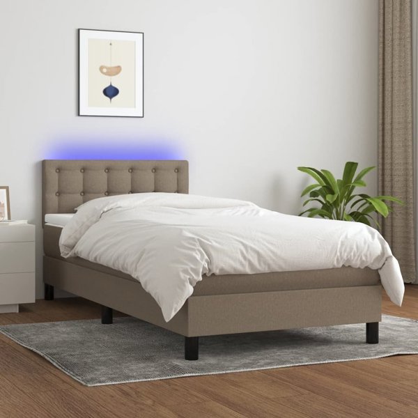 vidaXL Κρεβατι continental με στρώμα, ταουπέ, 90x200 cm, ύφασμα