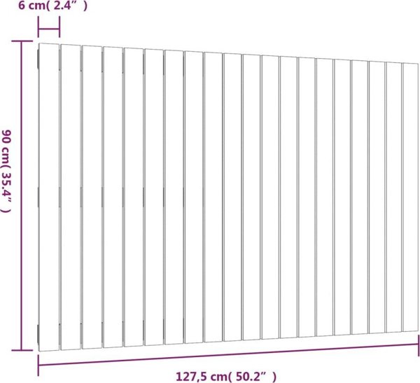 vidaXL κεφαλάρι κρεβατιού, λευκό, 127,5x3x90 cm, μασίφ πεύκο