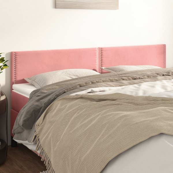 vidaXL Σετ 2 κεφαλάρια για κρεβάτι ροζ 100x5x78/88 cm από βελούδο