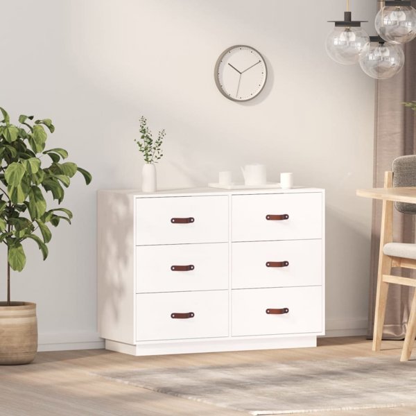 vidaXL Komoda, λευκή, 100x40x75 εκ., μασίφ πεύκο