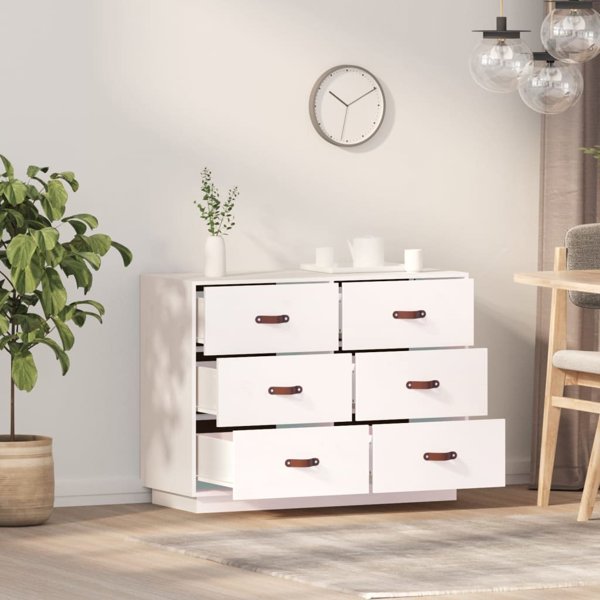 vidaXL Komoda, λευκή, 100x40x75 εκ., μασίφ πεύκο