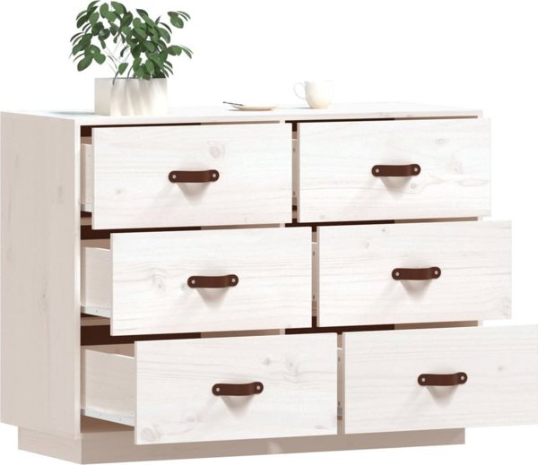 vidaXL Komoda, λευκή, 100x40x75 εκ., μασίφ πεύκο